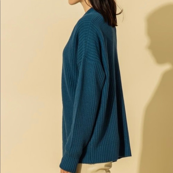 NEW TRENDY OLIVE OPEN FRONT CARDIGAN KNIT SWEATER - Picture 6 of 8